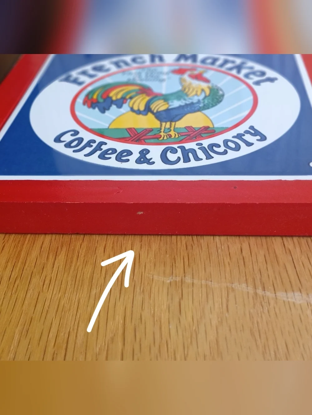French Market Coffee & Chicory Decorative Tile Plaque - Red Blue